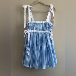 Kimchi Blue Georgie Gingham Babydoll white/blue gingham mini dress size medium